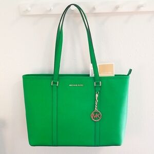 MICHAEL KORS Large MF TZ Tote Leather Palm GREEN